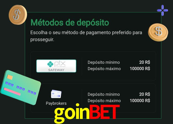 O cassino goinbet oferece uma grande variedade de métodos de pagamento